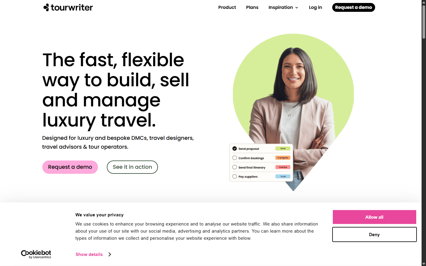 Tourwriter homepage — end-to-end operating system for boutique tour operators
